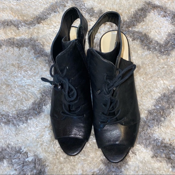 Chunky Leather Peep-Toe Booties 🍁 - Picture 2 of 3